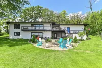 Inspirational nature backdrop. End of the road beside the woods.