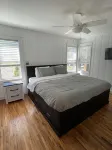 Lakefront cabin, large private dock, & flat backyard oasis. Panoramic views!