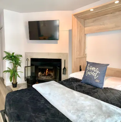 Luxurious condo in downtown Magog with wood fireplace and pool