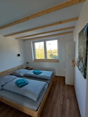 2 vacation apartments with shared large balcony for 8 to 10 people can be booked Hotels in Nordwestuckermark