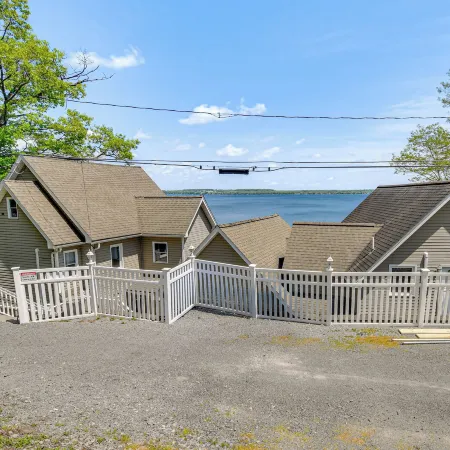 Waterfront Seneca Lake House Fire Pit and Boat Dock