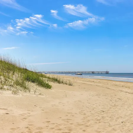 Oak Island Condo w/ Ocean View: Steps to Beach!