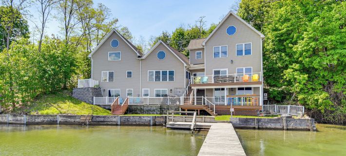 Waterfront Seneca Lake House Fire Pit and Boat Dock Hotels in Seneca County
