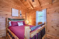 Quaint cabin nestled in the pines.