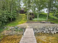Three bedroom hide-a-way with spacious deck over looking Island Lake.