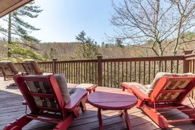 Gorgeous Waterfront Mountain Retreat with Firepit and Waterfall