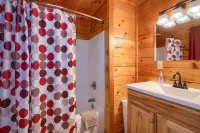 Quaint cabin nestled in the pines.