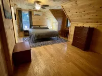 New cabin with king size bedrooms, en suite bathrooms, smart TV, decks & views.