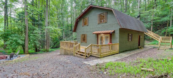 Wooded Blue Ridge Cabin 2 Decks, Fire Pit! Отели в г. Гилмер