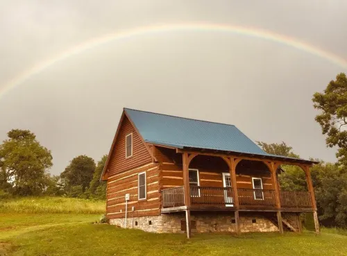 Blue Willow Cabin, high up on the hill with180 degree views.