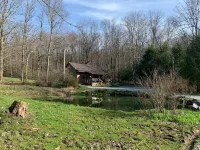 Cabin w/ Hot Tub on Small Pond