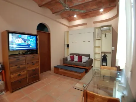 Studio apartment in great location with a beautiful pool/garden area.