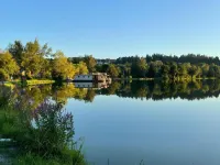 Wooden Chalet with Terrace Near Swimming Lake - Pet friendly
