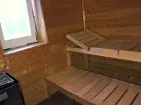 100 square meter apartment with two sleeping areas, terrace, kitchen, bathroom and sauna!