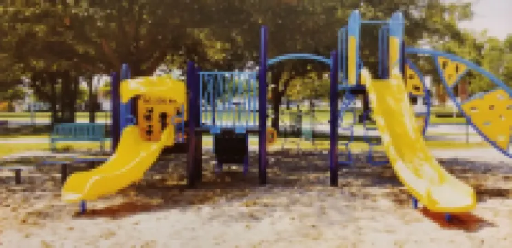 “Tiki time Getaway” -dog friendly, sleeps 6. Corner of splash pad and pool.