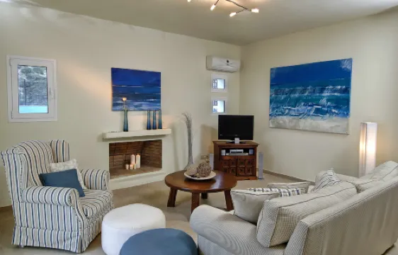 Villa Ouranos Our Dream in Blue and Cream with Seaview and Pool