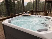 Walk to ski & trails! Luxury lodge, sleeps 17, hot tub, fire pit & fenced yard.