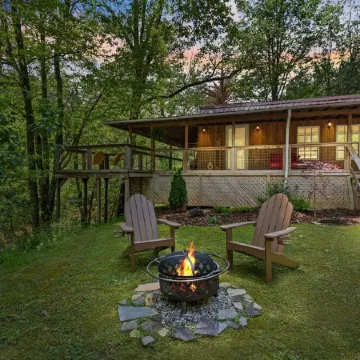 Cozy Creekside Cabin w/ Private Outdoor Sauna and Covered Deck Overlooking Creek