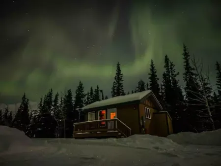 Relax with amazing 360° mountain views in this cozy Alaskan tiny cabin!
