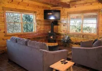 Secluded log cabin at the end of a quiet dead end lane