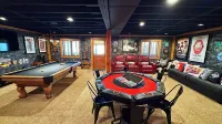 Gorgeous XL Log Cabin in Bloomington, IL! 2 Game Rooms + Hot Tub & Sauna!