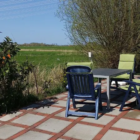 Friedrichstadt: Thatched-Roof Cottage on the Eider Dike with Sun Terrace Near the North Sea