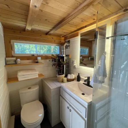 Private Brook-Side Tiny House in the Woods with Gazebo