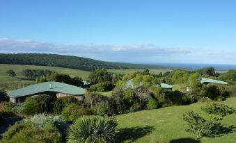 a scenic view of a green grassy field with a clear blue sky and distant mountains at Hotel Etico at Mount Victoria Manor