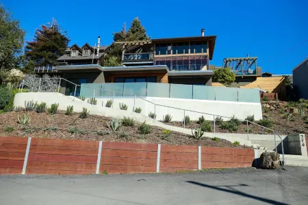 A spectacular home with a three bridge view out the Golden Gate.