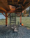 Treehouse lifted up over a stocked trout pond up in the beautiful birch trees!