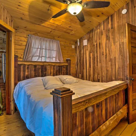 Scenic Log Cabin with Fire Pit and Stocked Creek!