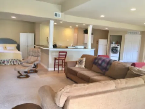 Spread out in a large,1600 sq foot comfort suite 1 bedroom plus additional nook