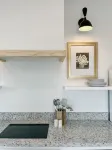 Upscale studio with skyline view