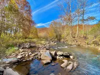 Cozy river front log cabin close to, Seneca Rocks, Dolly Sods, Spruce Knob Hotels in Pendleton County