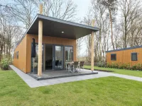 Luxurious lodge with airco, located beside a lake