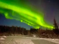 Aurora viewing 3BR/2BA home, plus heated 2 car garage, North Pole, AK.