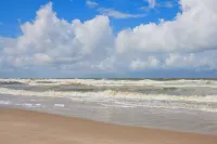 North Sea coast directly on the dike + natural beach