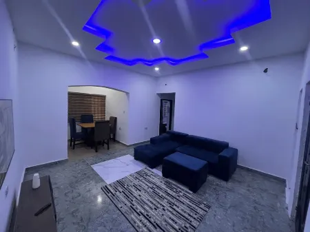 This is a fully furnished and well-equipped two-bedroom serviced apartment.