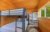 Lakefront Cabin with Private Beach-Redwood Dock & Jacuzzi, Cedar Cottage + Dome