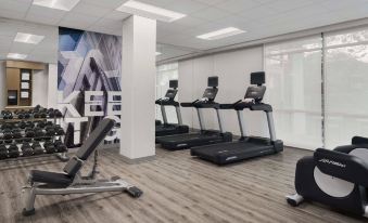 a gym with treadmills and stationary bikes , along with a motivational poster on the wall at SpringHill Suites Tuckahoe Westchester County