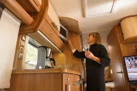 Chic caravan with awning on the Baltic Sea in Dierhagen