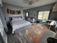 Super spacious cabin. Simple layout and great views overlooking the lake!