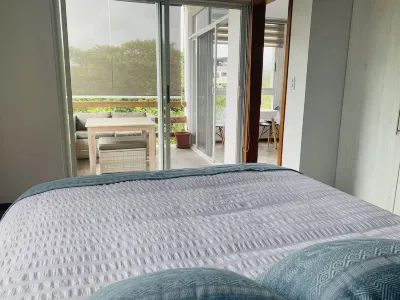 Modern apartment with 18 feet ceilings and private terrace with view to a park