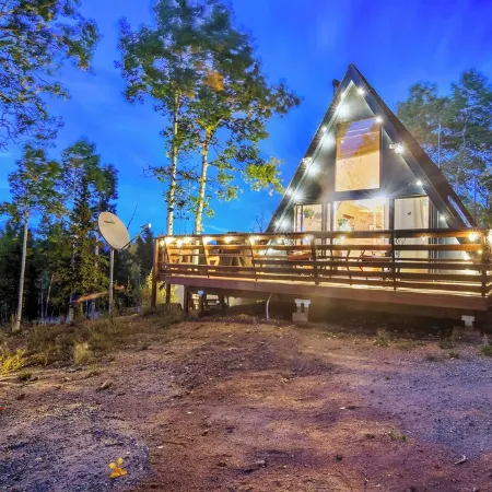 New!  Cozy 2-bedroom A-Frame with Hot Tub, Fire Pit, WiFi, AC and VIEWS!