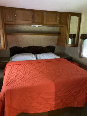 Beautiful Camper on a country road.