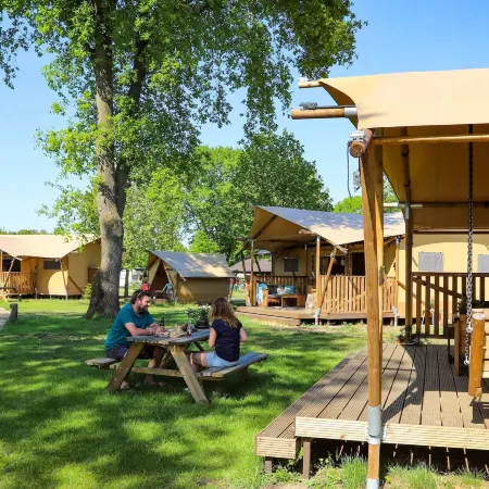 Tent Lodge with Sanitary Facilities at the Bedafse Bergen - Campsite