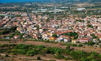 a bird 's eye view of a small town with many buildings and roads surrounding it at Marin Hotel