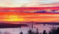 Expansive views of iconic McCullough Bridge, and bay with beautiful sunsets