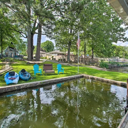 Deck, Boat Slip and Views Lake Hamilton Cabin!