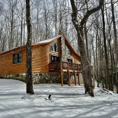 2Br/2BA Cabin Near Downtown West Jefferson  Fireplace + Workspace